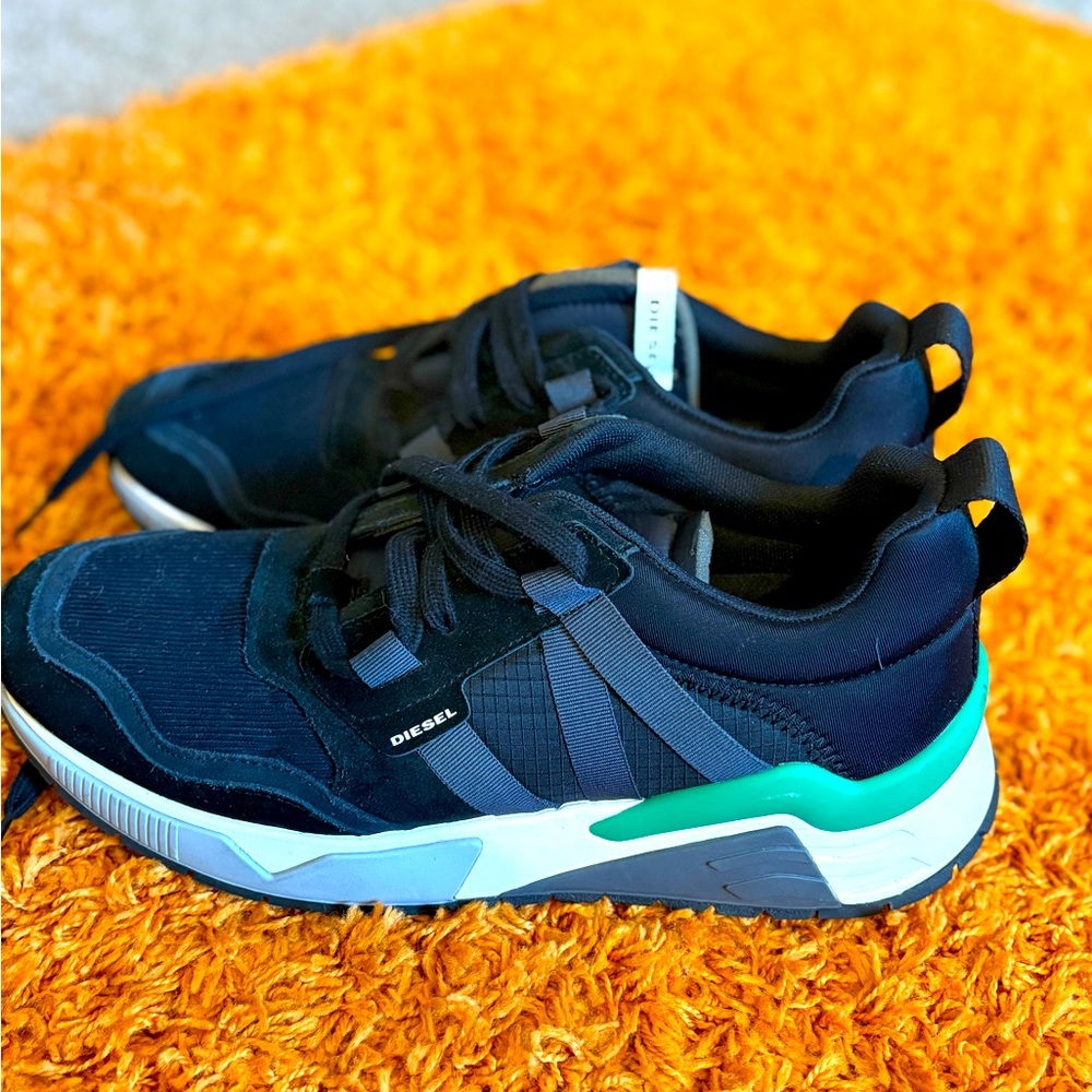 Diesel Black and Teal Men's Sneakers